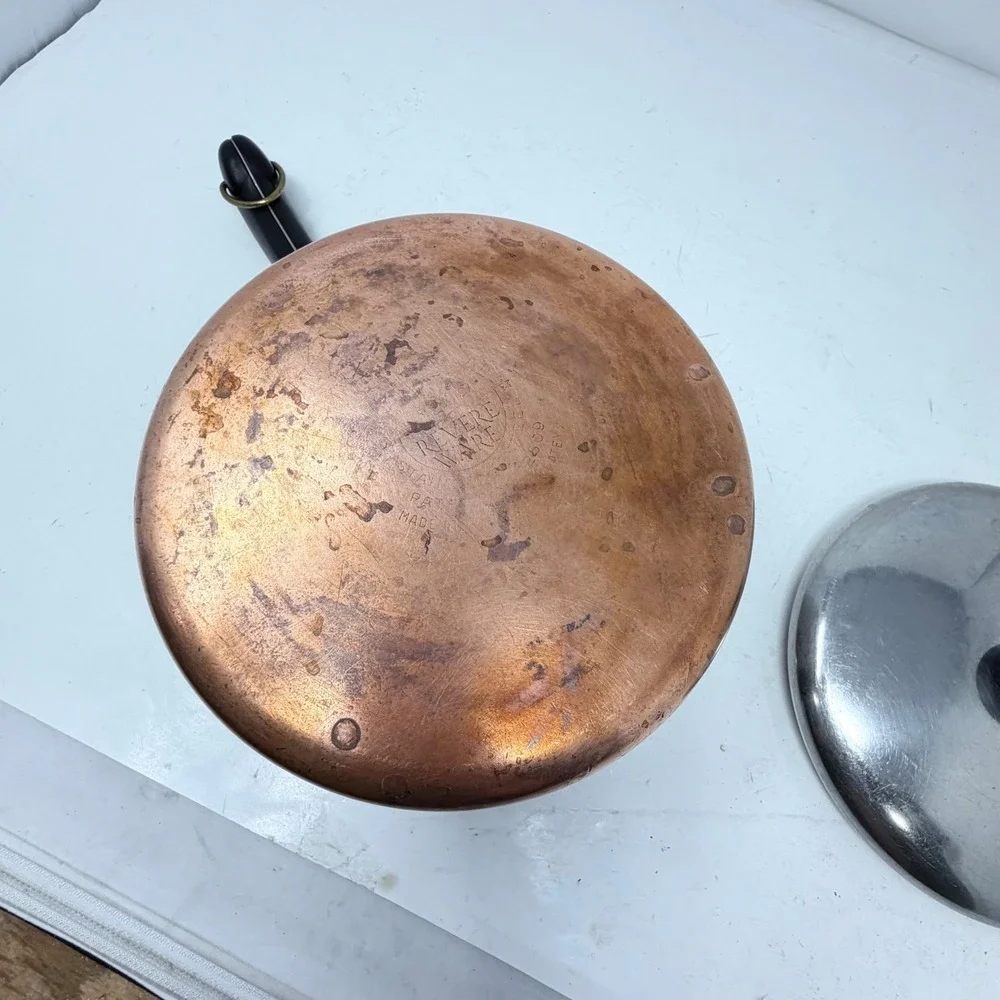 Vintage Revere Ware Pre 1968 3 Qt Copper Bottom Saucepan Pot Lid Process Patent